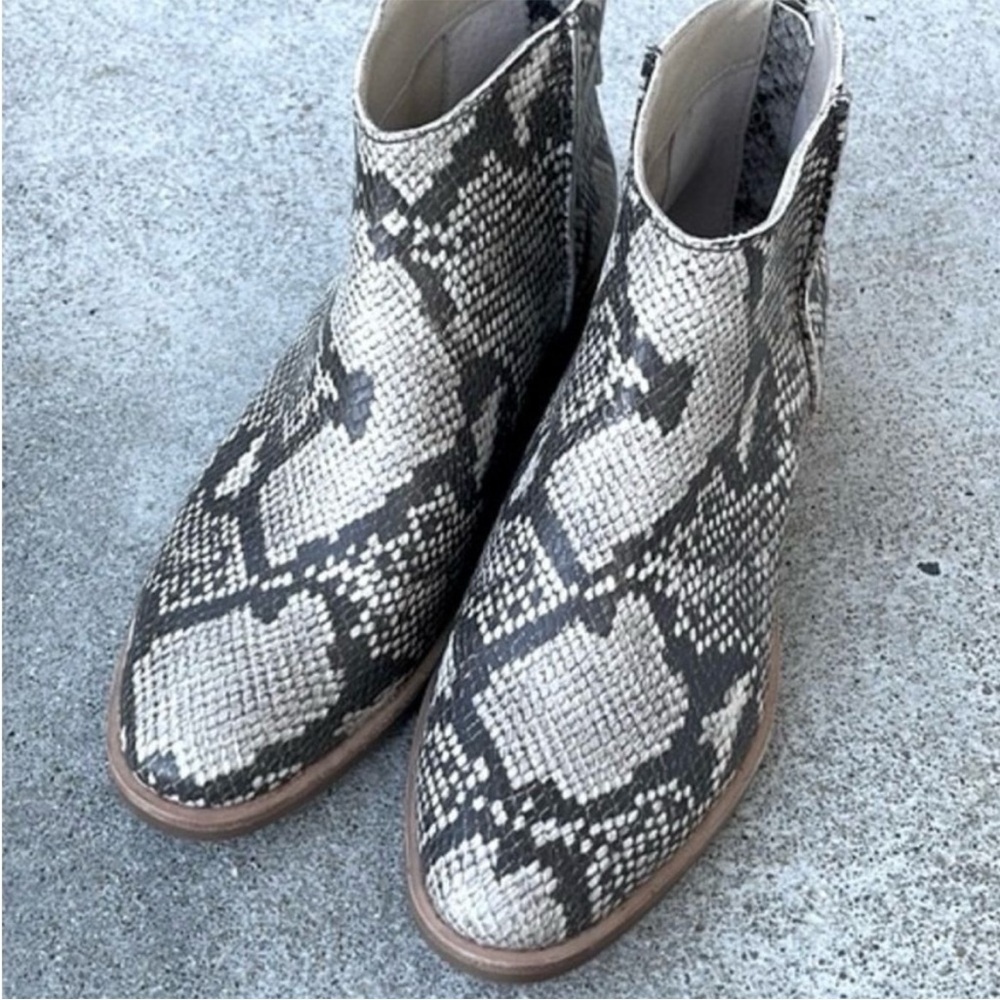Dolce Vita Women’s Tavin Gray and Tan Snakeskin Ankle Boot/Booties. Size 6.5.